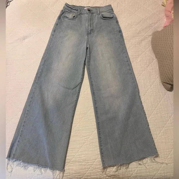 Vibrant Light Blue Flare Jeans - Picture 2 of 6